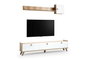 Hanah Home E4020 Mueble TV Escandinavo Roble y Blanco 178x34.6x44.8cm Elegancia Funcional